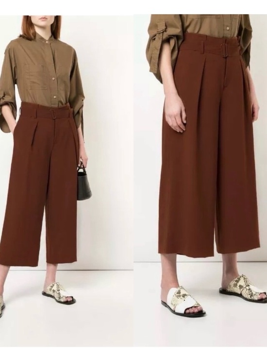 Vince Pants - NEW Vince High Rise Belted Wide Leg Culottes in the shade Rust Sz 2